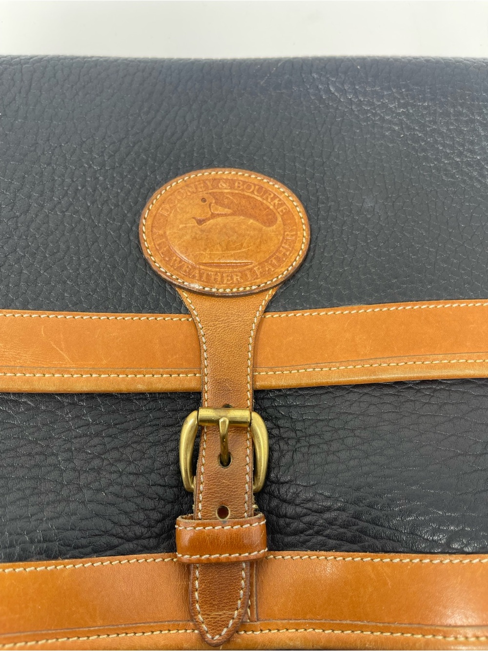 Leather Dooney Bourke with Black and Brown Contrast - Classic preppy Style